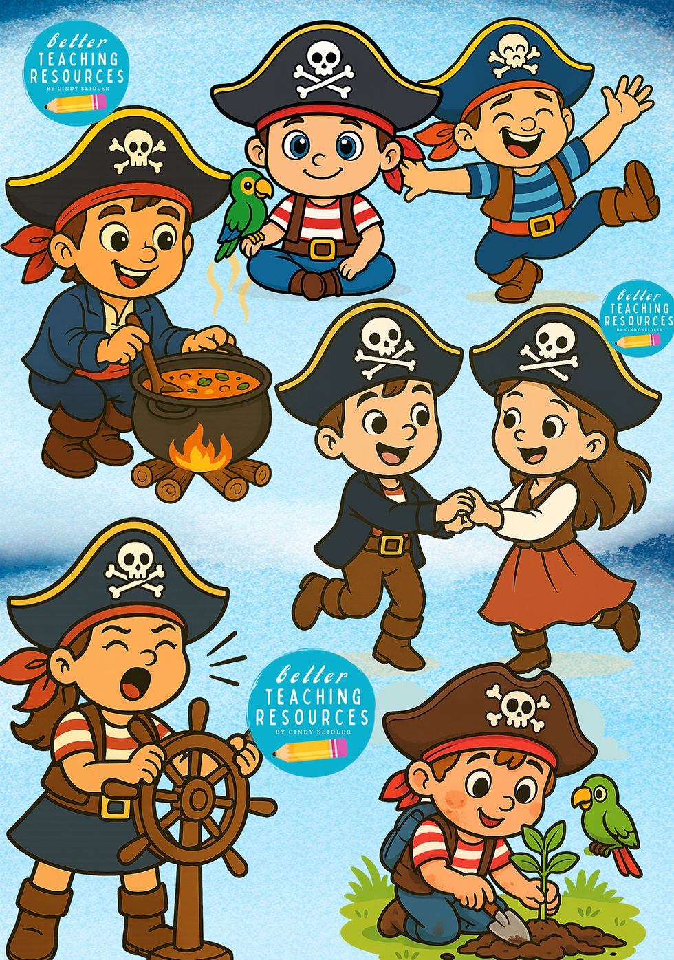 Miniaturbild: Piraten Cliparts für die Grundschule I Piratenklasse Clipart I Abenteuer und Geschichten