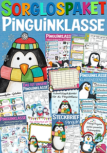 Pinguinklasse Materialpaket für den Schulanfang Grundschule und Einschulung / Schulanfang mit dem Klassentier Pinguin