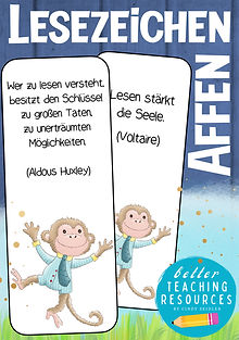 Affenklasse Lesezeichen als Geschenk für den Schulanfang oder den Deutschunterricht in der 1. Klasse Klassentier Affe