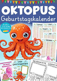 Oktopusklasse Geburtstagskalender Klassentier Oktopus / Krake Grundschule Schulanfang Dekoration zur Einschulung Klassenmaskottchen