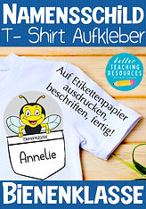 Namensschilder für die Bienenklasse mit dem Klassentier Biene.