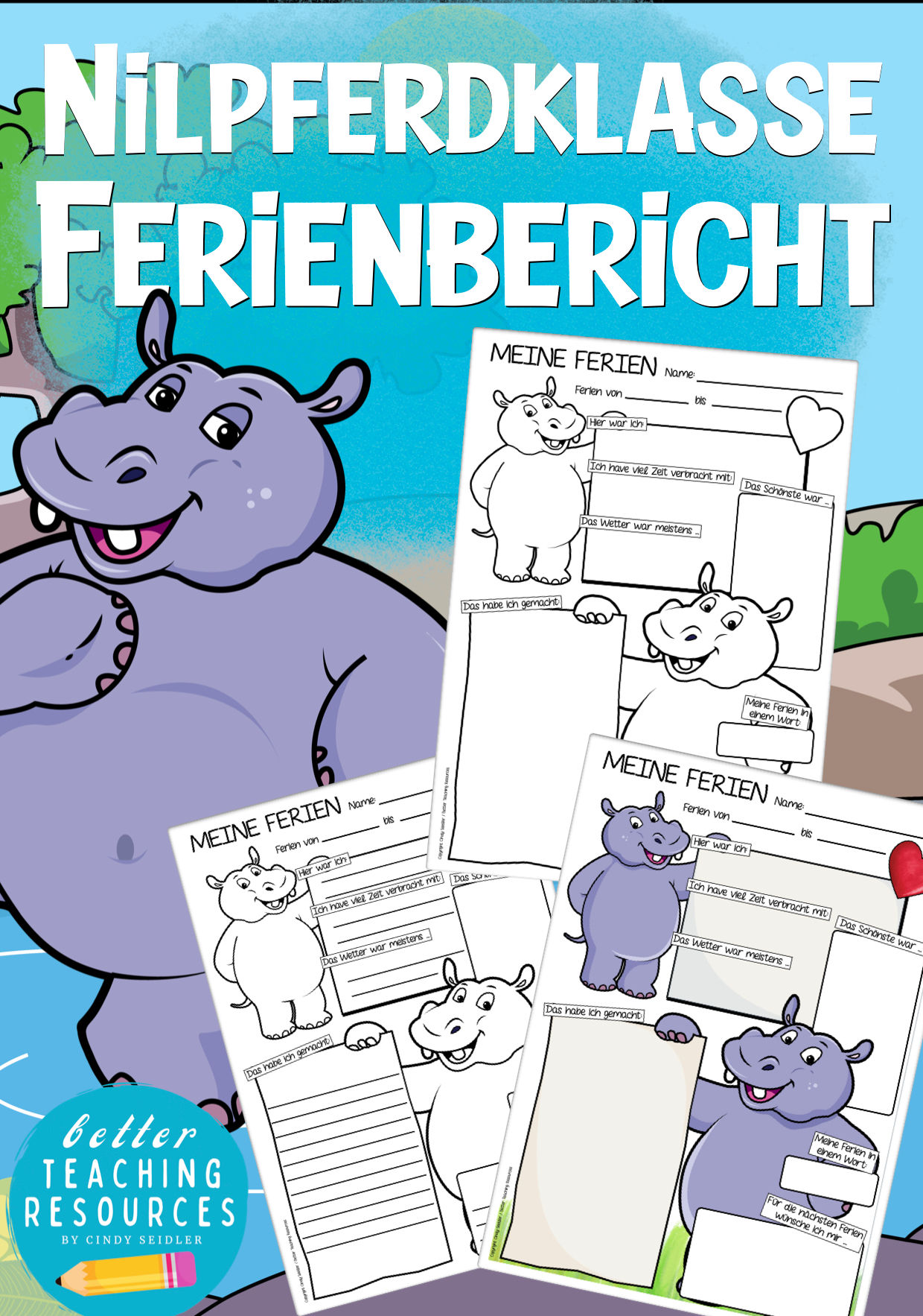 Nilpferdklasse Klassentier Nilpferd Ferienbericht Arbeitsblätter Deutsch Grundschule Schrieben über Ferien