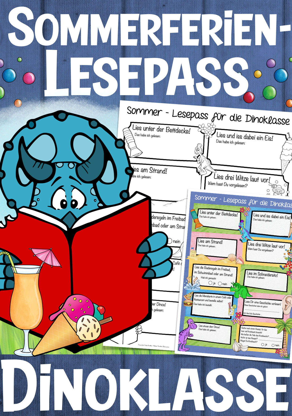 Dinoklasse Klassentier Dinosaurier Sommerferien Lesepass Leseförderung Grundschule Klassenmaskottchen