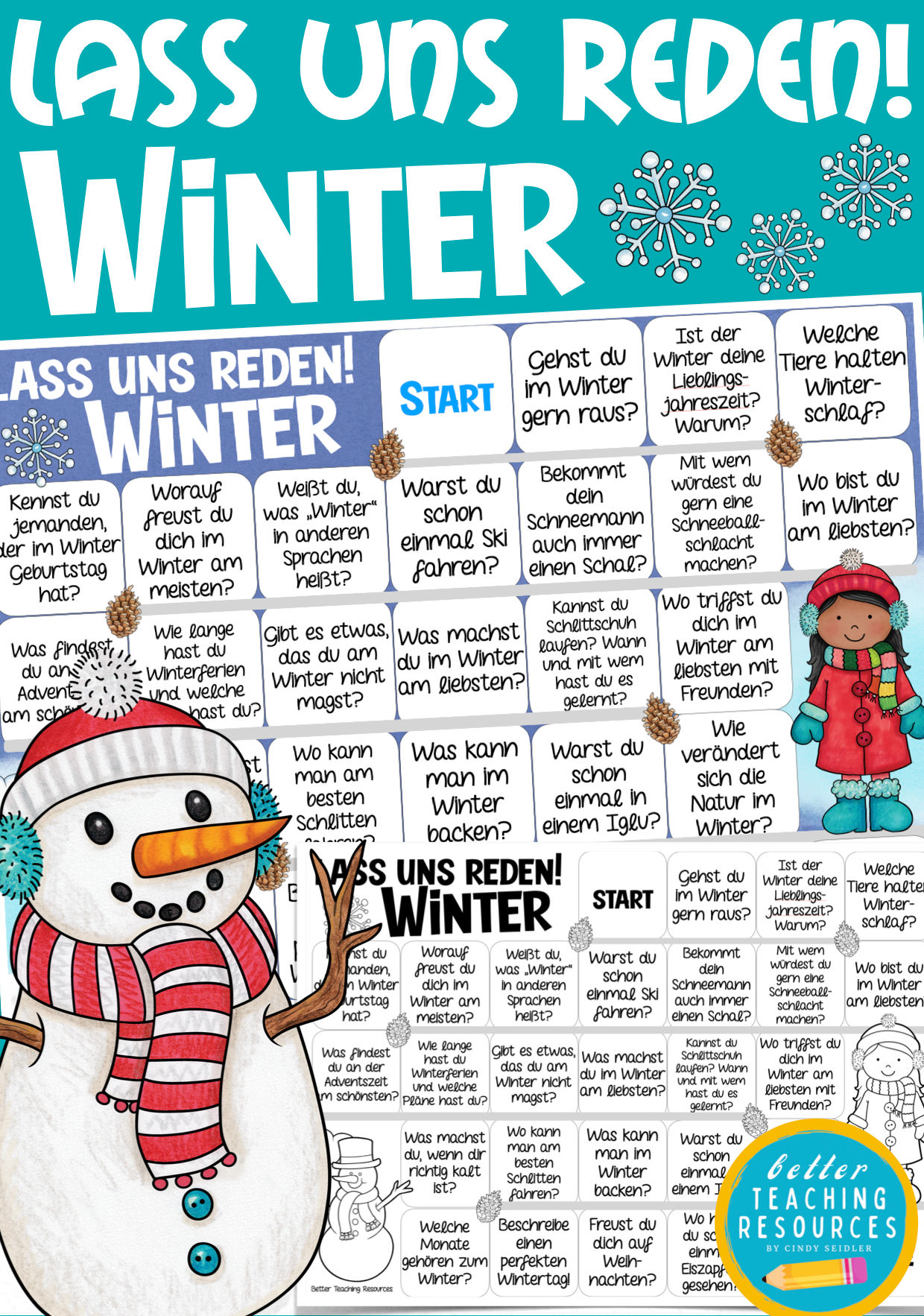 Winter Plauderbrettspiel Lass uns reden Spiel Deutsch Deutsch als Zweitsprache Unterrichtsmaterial Grundschule