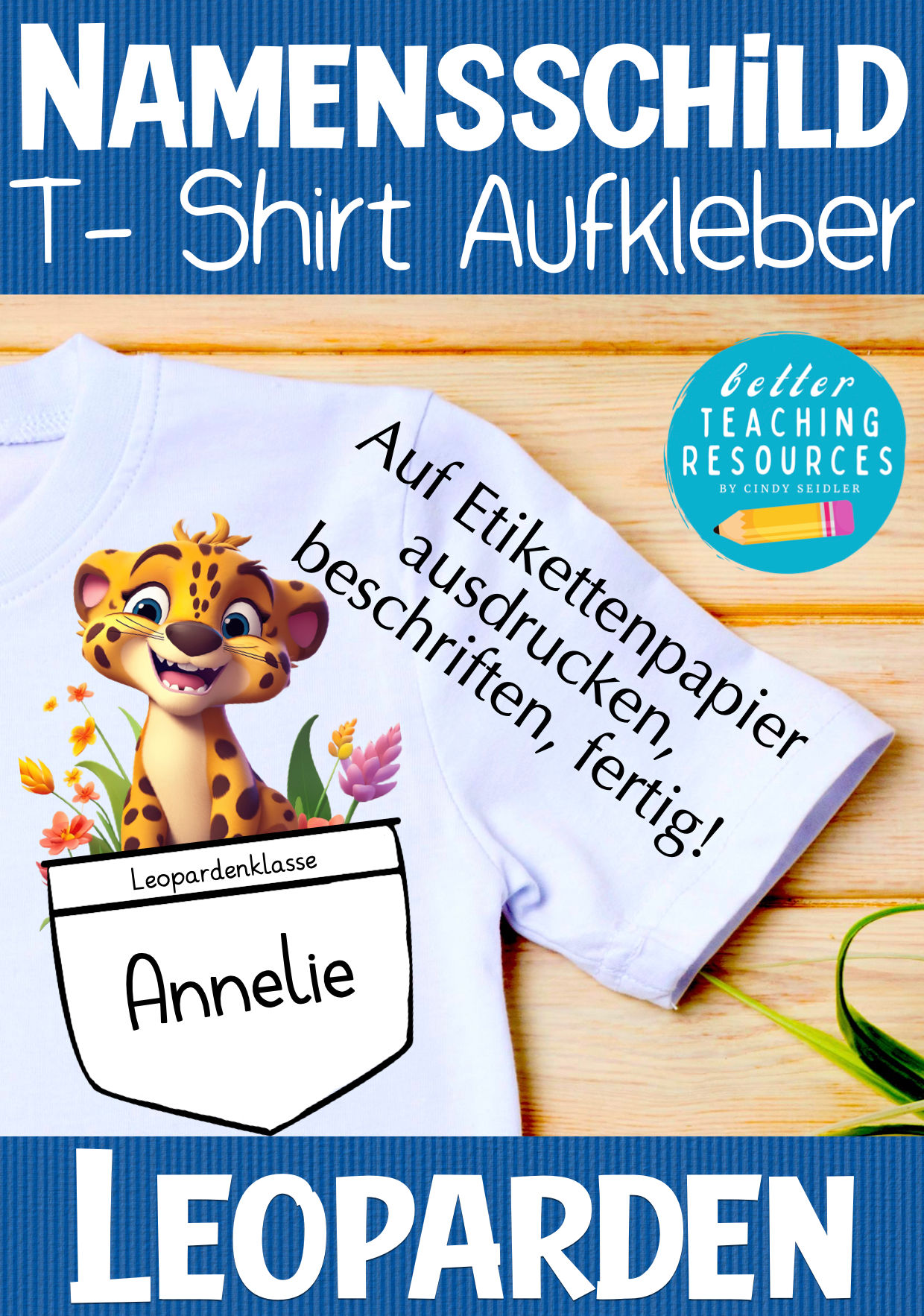 Leopardenklasse Klassentier Leopard Namensschilder Grundschule PDF Vorlage