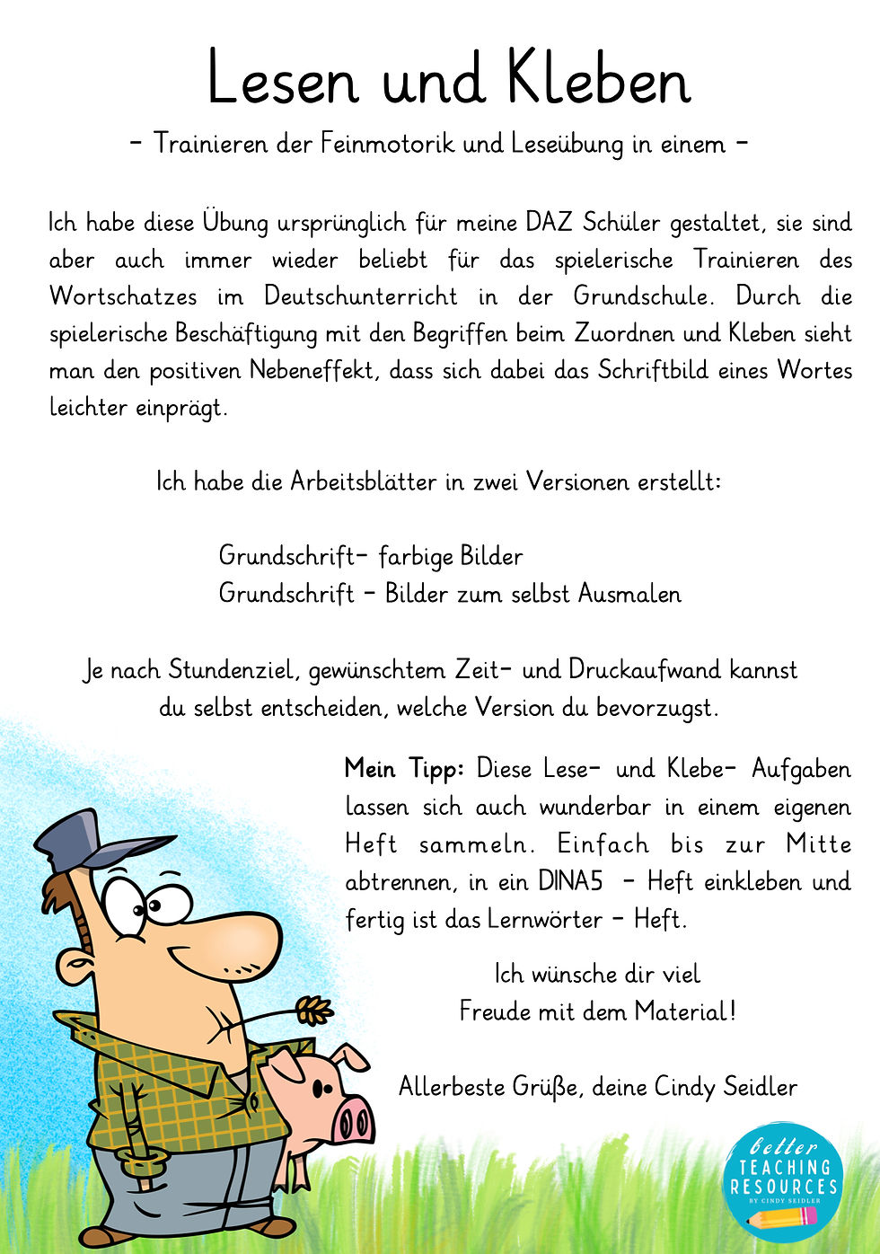 Auf dem Bauernhof - Handreichung zu Lesen und Kleben Wortschatz Spiel für Deutsch und Sachunterricht PDF