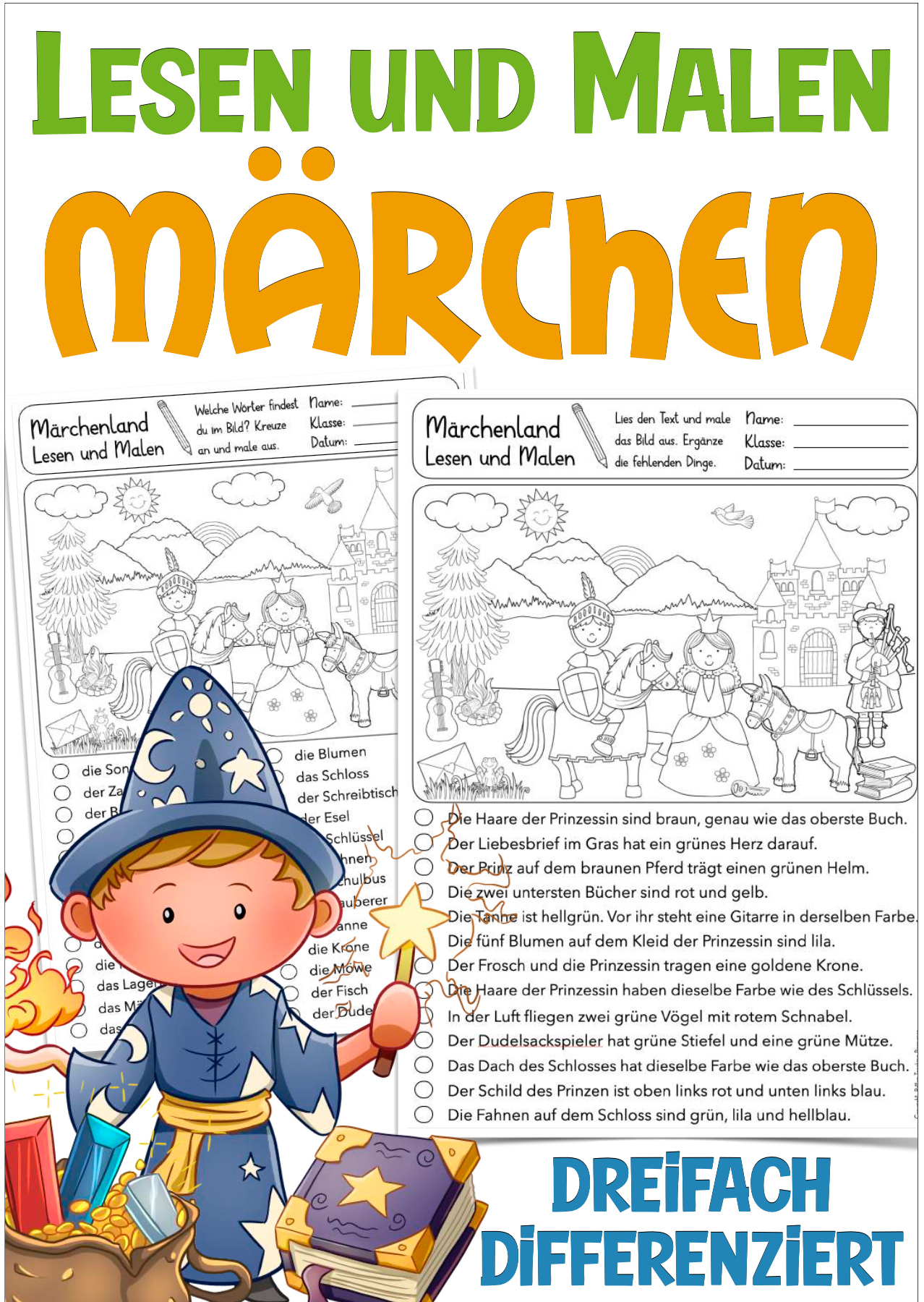 Märchen – Lesen und Malen: Arbeitsblätter zur Leseförderung in der Grundschule