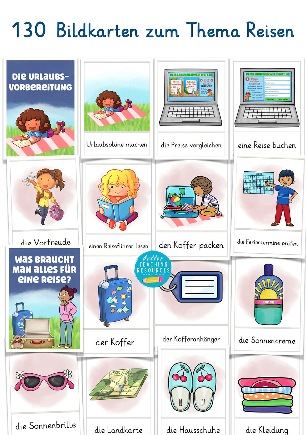 Ferien und Reisen Bildkarten Deutsch als Zweitsprache Wortschatz DAZ Grundschule