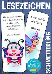 Schmetterlingsklasse Lesezeichen als Geschenk für den Schulanfang oder den Deutschunterricht in der 1. Klasse Klassentier Schmetterling