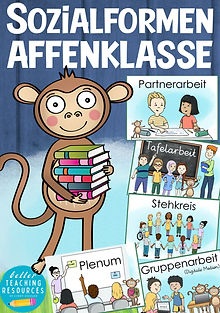 Affenklasse Sozialformen Tafeltransparenz Bildkarten Klassenmaskottchen Material Grundschule für das Klassentier Affe