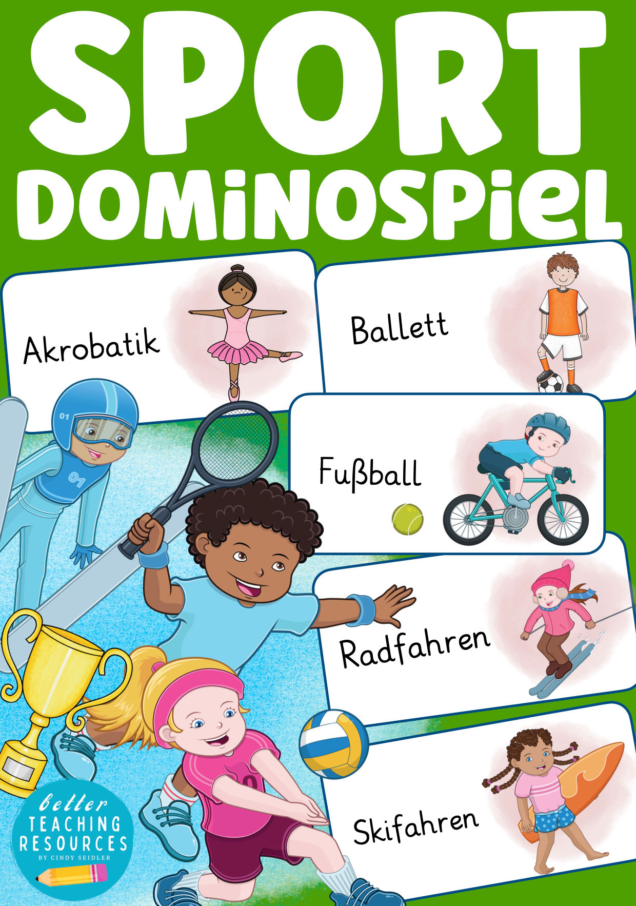 Sportarten Sport Domino Spiel für Deutsch und Deutsch als Zweitsprache in der Grundschule PDF Download Lesen fördern