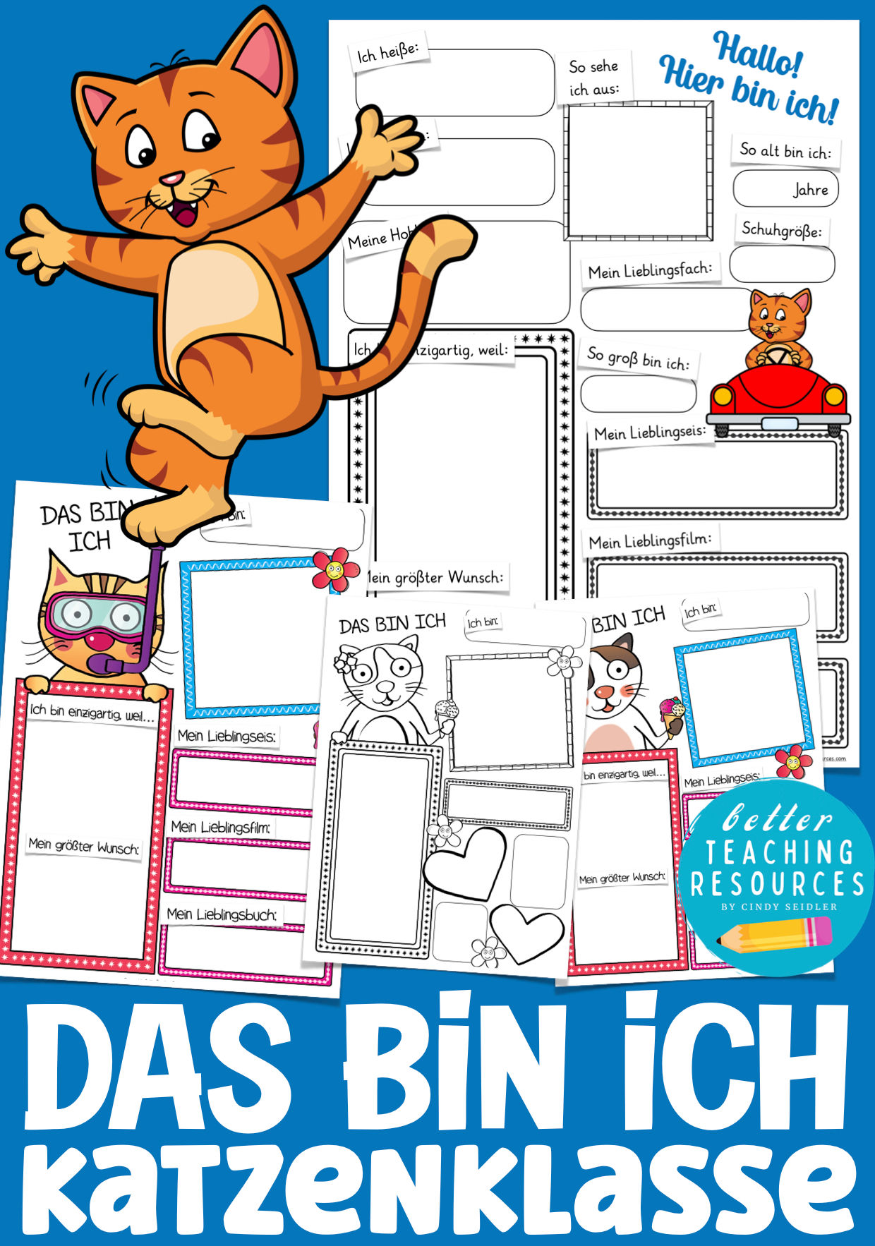 Katzenklasse Klassentier Katze sich vorstellen Arbeitsblätter Deutsch Grundschule Material PDF