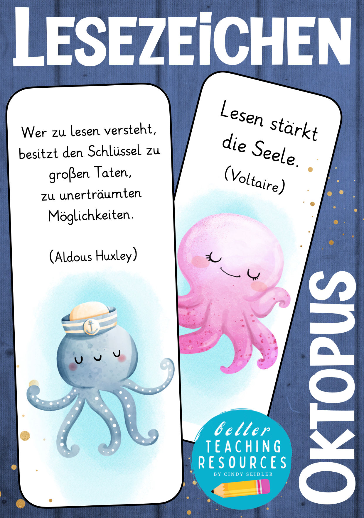 Oktopusklasse Klassentier Oktopus Grundschule Lesezeichen Krakenklasse