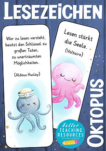 Krakenkasse Klassentier Oktopus Lesezeichen als Geschenk für den Schulanfang oder den Deutschunterricht in der 1. Klasse Oktopusklasse
