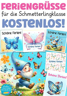 Schmetterlingklasse kostenlos Feriengrüße für das Klassentier in den Sommerferien Grundschule Klassentier Schmetterling 