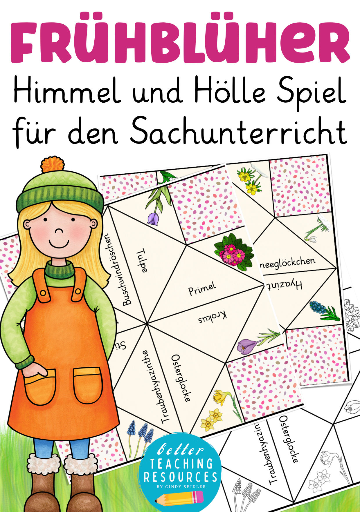 Frühblüher im Sachunterricht Grundschule Unterrichtsmaterial Himmel und Hölle Spiel Bastelvorlage PDF