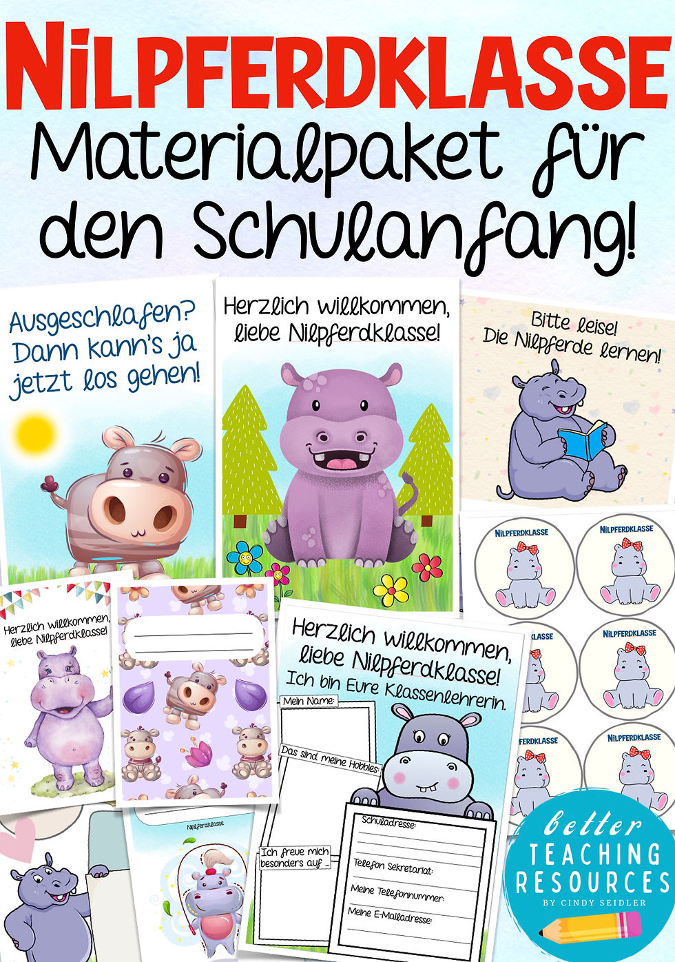 Miniaturbild: Nilpferdklasse Klassentier Nilpferd Materialpaket Schulanfang Klassenmaskottchen Grundschule