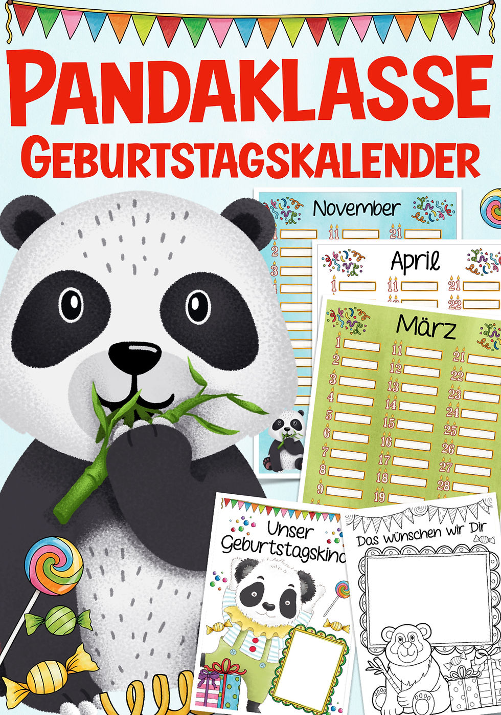 Pandaklasse Geburtstagskalender Vorlage Klassentier Panda Grundschule