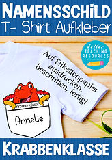 Namensschilder für die Krabbenklasse mit dem Klassentier Krabbe.