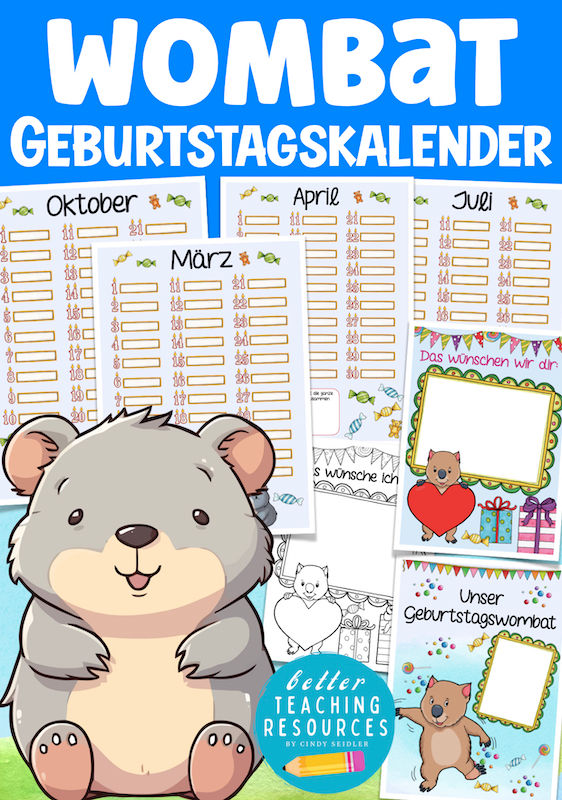 Wombatklasse Klassentier Wombat Grundschule Vorlage Klassenzimmer dekorieren