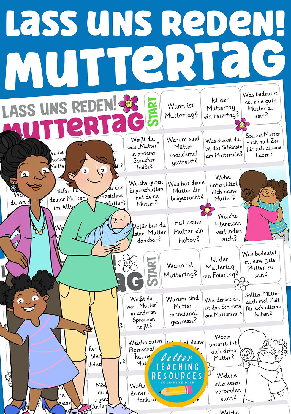 Muttertag Plauderbrettspiel Unterrichtsmaterial Grundschule Lass uns reden Spiel Vorlage ausdrucken PDF