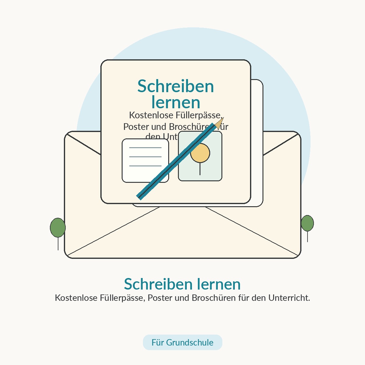 Illustration: Füller, Füllerpässe, Poster und Broschüren – kostenlose Unterrichtsmaterialien zum Schreibenlernen