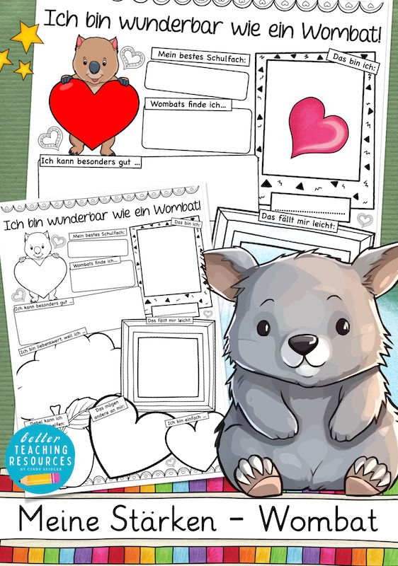 Meine Stärken - Wombatklasse I Deutsch und Ethik Klassentier Wombat  Unterrichtsmaterial Grundschule