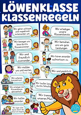 Materialvorschau: Namensschilder und Sticker für die Löwenklasse.
