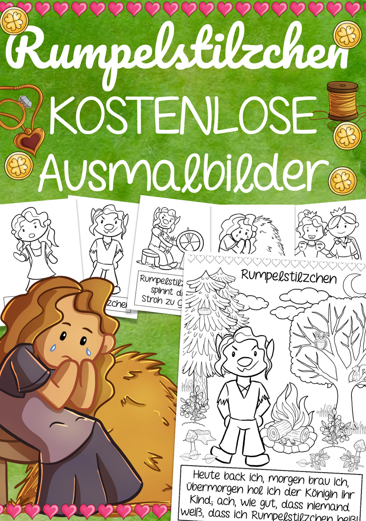 Rumpelstilzchen – kostenlose Märchen-Ausmalbilder als PDF zum Ausdrucken