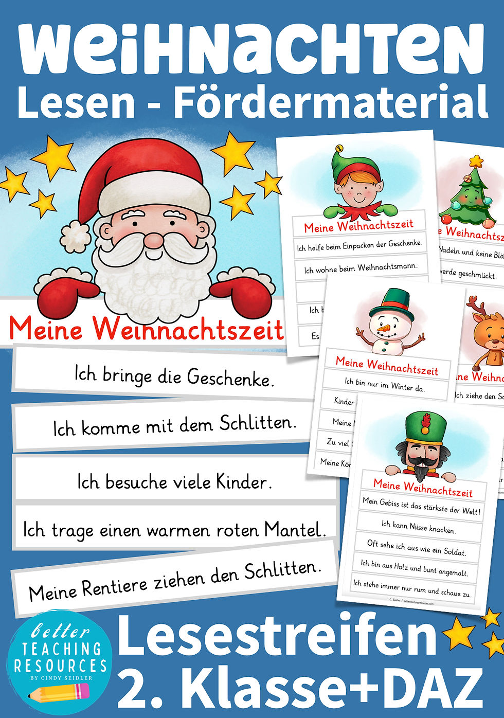 Weihnachten Lesen Fördermaterial 2. Klasse Deutsch Spiel für die Nachhilfe