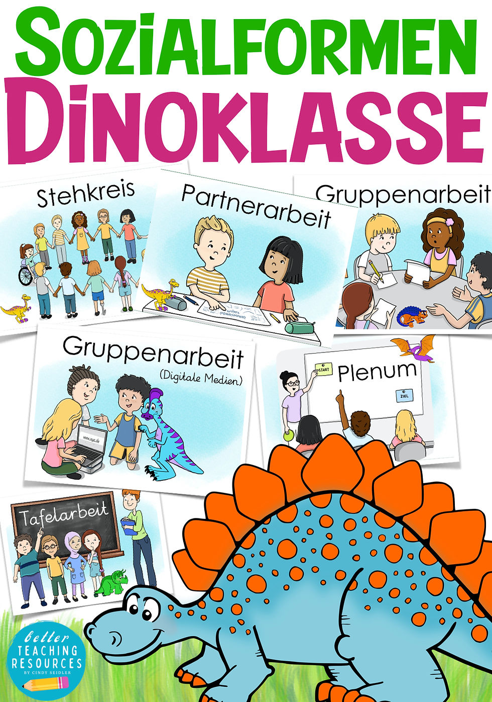 Dinoklasse Klassentier Dinosaurier Sozialformen Tafeltransparenz Grundschule