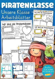 Piratenklasse Klassentier Pirat Klassenmaskottchen Material Arbeitsblätter für die Grundschule - Klasse vorstellen kreatives Schreiben I Cindy Seidler
