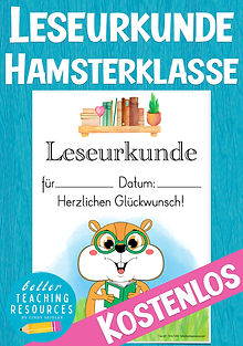 Leseurkunde Deutsch für die Grundschule kostenloses Unterrichtsmaterial Hamster Klassentier Hamsterklasse