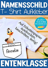 Namensschilder für die Entenklasse mit dem Klassentier Ente.