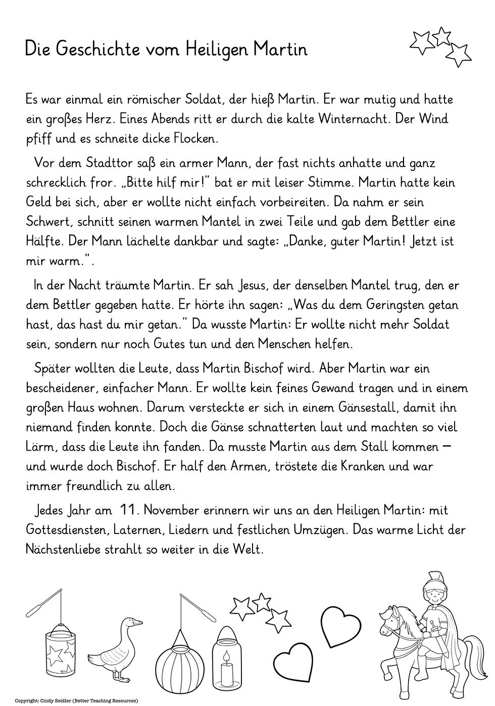Sankt Martin I Heiliger Martin Geschichte Lesetext Deutsch und Religion kostenlos