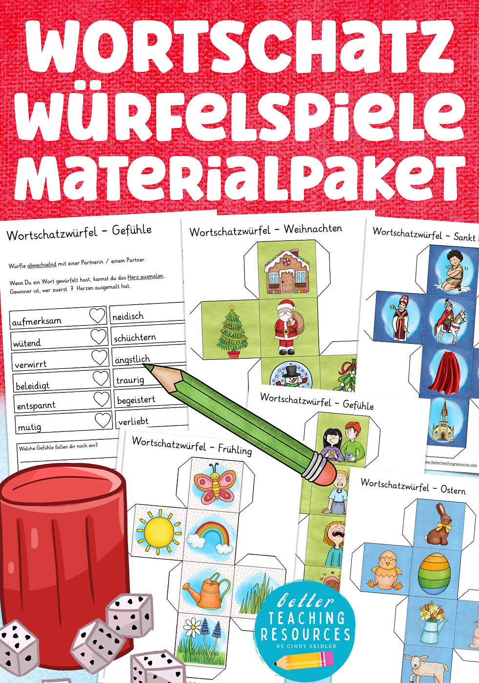 Würfelspiele Materialpaket Bastelvorlagen und Arbeitsblätter Deutsch Unterrichtsmaterial 1. Klasse