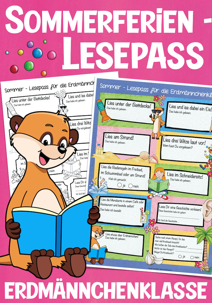 Erdmännchenklasse Klassentier Erdmännchen Sommerferien Lesepass Klassenmaskottchen Grundschule