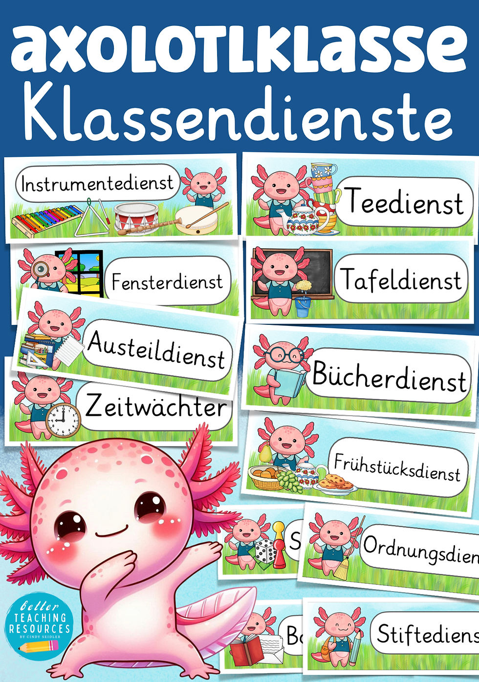 Klassendienste Axolotlklasse Klassentier Axolotl Grundschule Vorlagen PDF