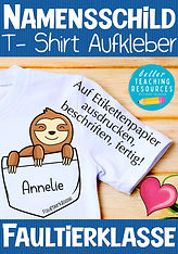 Namensschilder für die Faultierklasse mit dem Klassentier Faultier.