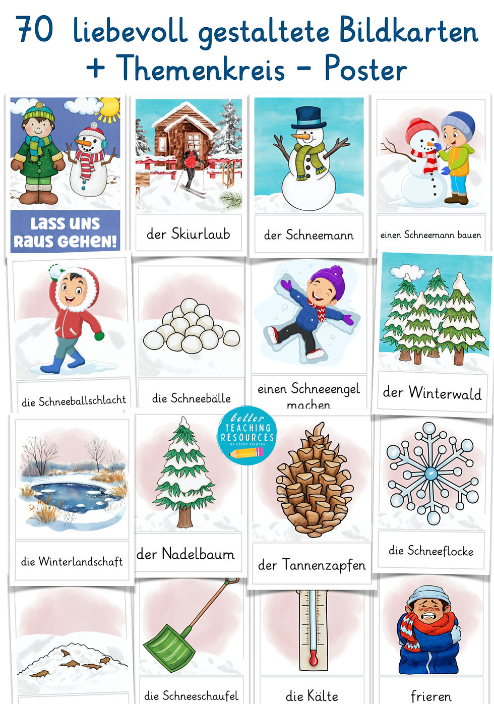 Bild- und Wortkarten Winter Unterrichtsmaterial Jahreszeiten für Deutsch in der Grundschule Wortschatz Bildkarten PDF