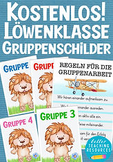 Materialvorschau: Gruppenschilder für die Löwenklasse.