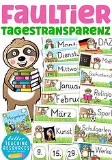 Tagestransparenz für die Faultierklasse mit dem Klassentier Faultier.