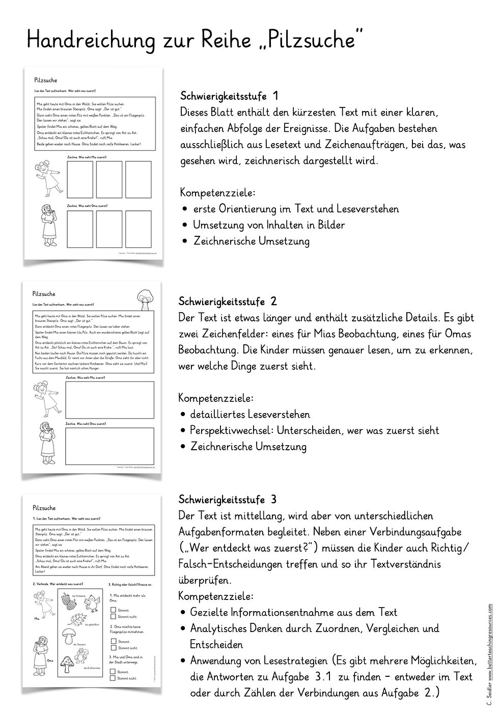 Miniaturbild: Herbst Leseverstehen Arbeitsblätter für die 2. Klasse Deutsch, differenziert Lesen fördern PDF