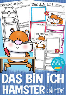 Das bin ich - Arbeitsblätter zum Vorstellen in der Grundschule zum Schulstart Deutsch / DAZ Klassentier Hamster / Hamsterklasse