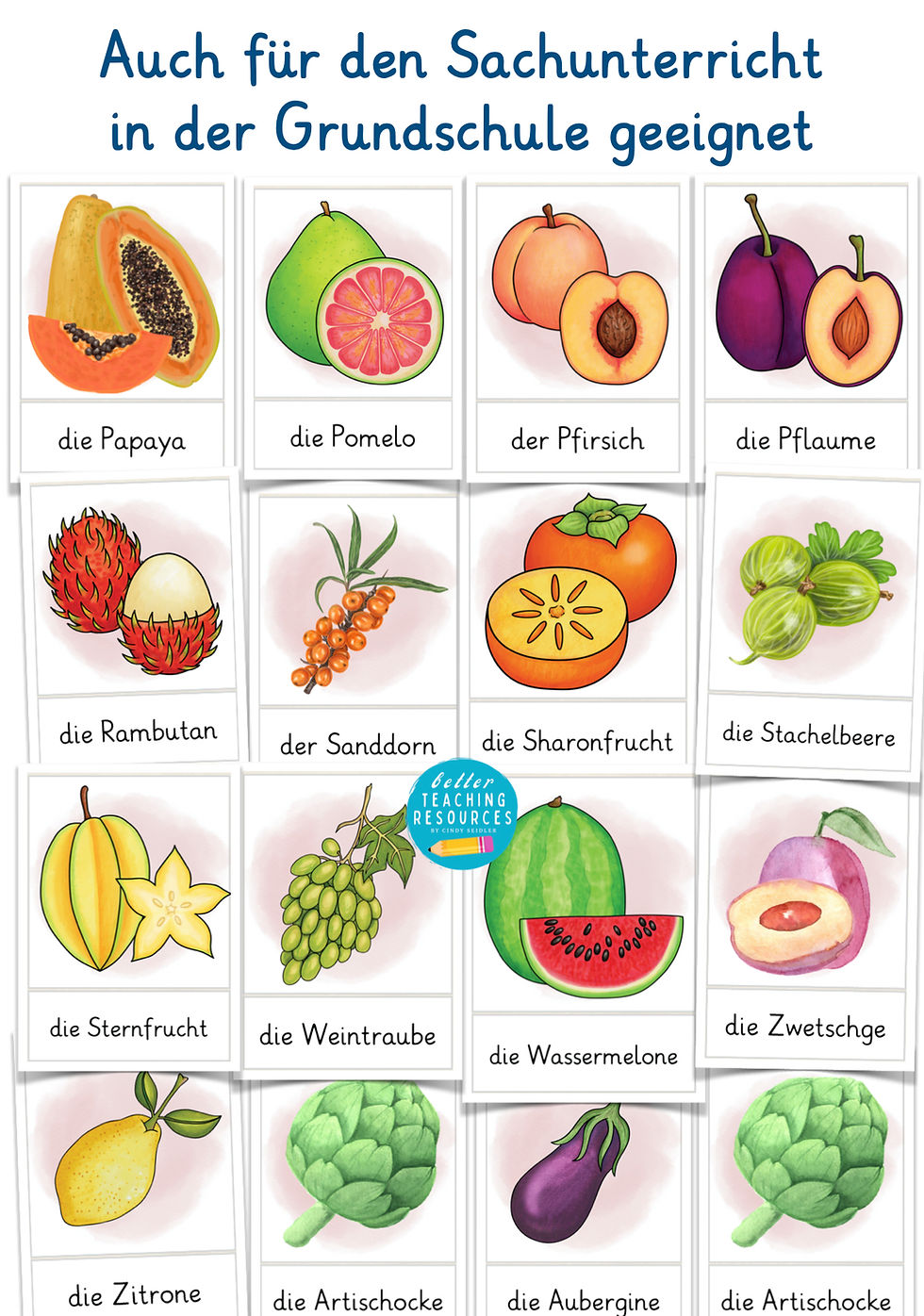 Miniaturbild: Obst und Gemüse Bildkarten Deutsch als Zweitsprache und Sachunterricht in der Grundschule