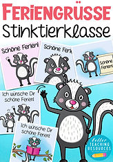 Feriengrüße für die Stinktierklasse mit dem Klassentier Stinktier.