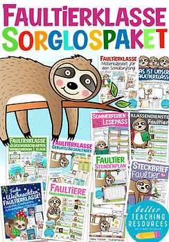 Sorglospaket für die Faultierklasse mit Unterrichtsmaterial zum Klassentier Faultier.