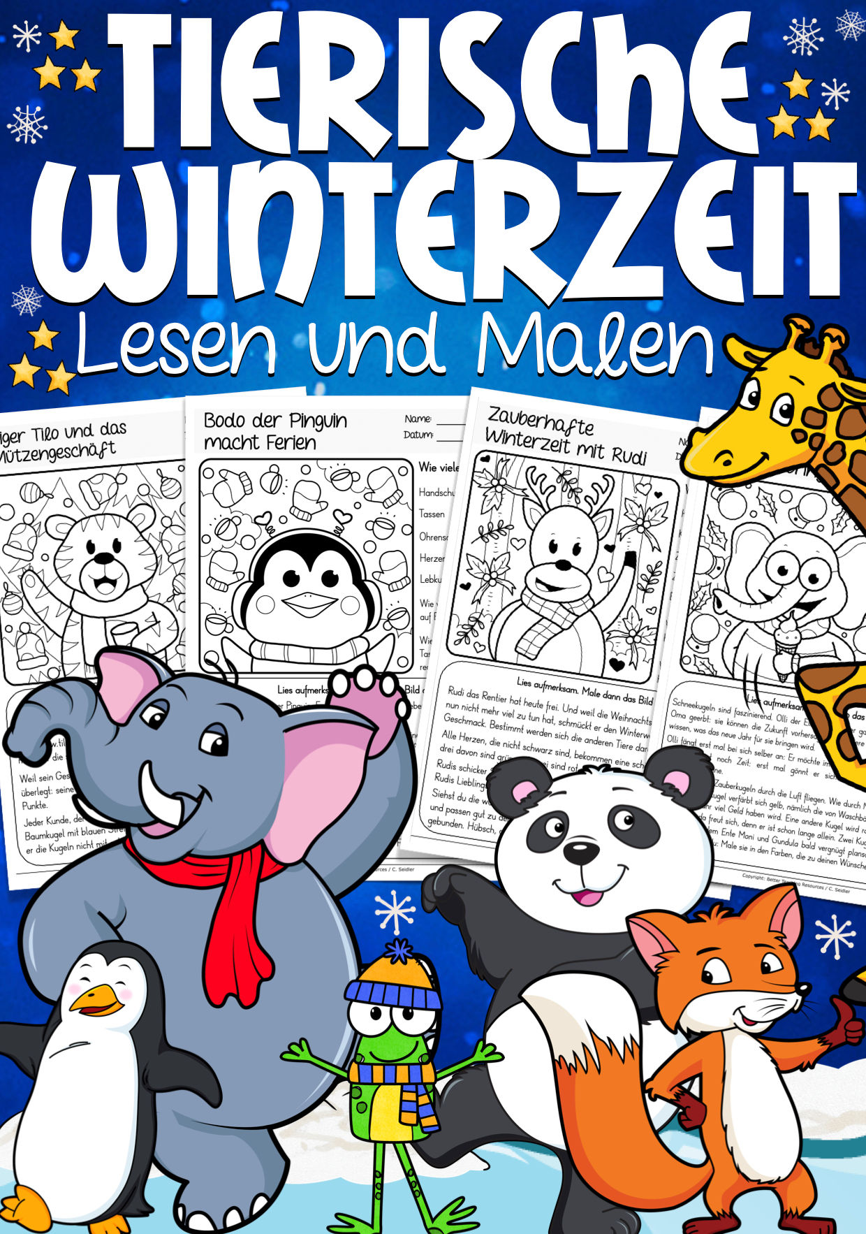 Lesen und Malen – Tierische Winterzeit - Leseförderung in der Grundschule Arbeitsblätter 2. Klasse 3. Klasse