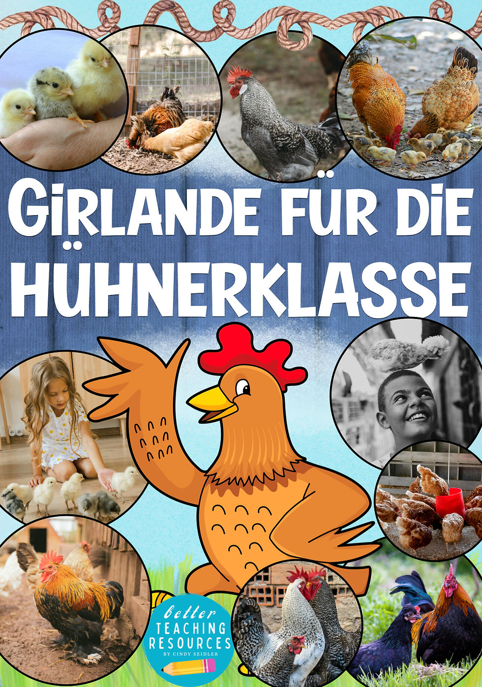 Hühnerklasse Klassentier Huhn Wimpel Girlande Schulanfang Klassenmaskottchen Grundschule