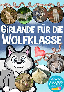 Wolfklasse Klassentier Wolf Girlande Schulanfang 1. Klasse Grundschule Wimpel oder Tafelmaterial für das Klassenmaskottchen